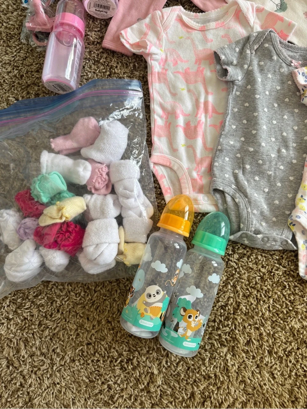 Assorted Pink & Neutral Baby One-Piece Bundle - Soft Long & Short Sleeve Styles